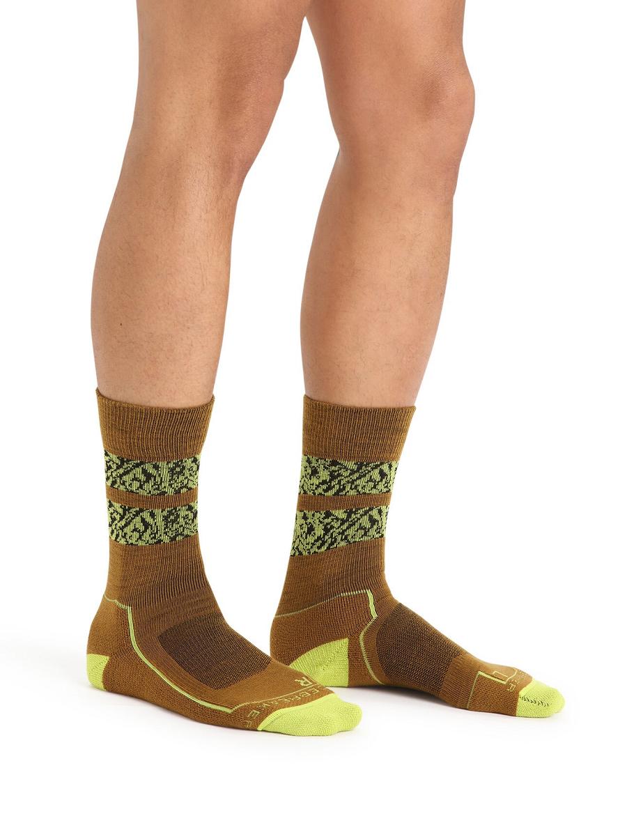 Chaussettes Icebreaker Merino Hike+ Light Crew Natural Summit Homme Kaki Vert | FR 1007VRWD